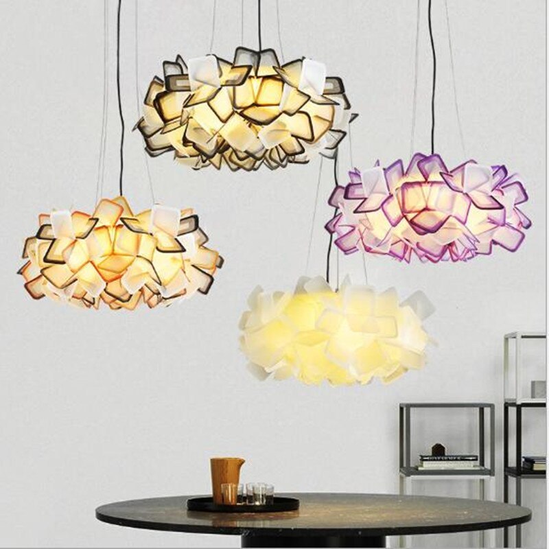 Bella Moderna Decorativa Flor Metal/Acrílico Lámpara Colgante Negra/Azul/Colores