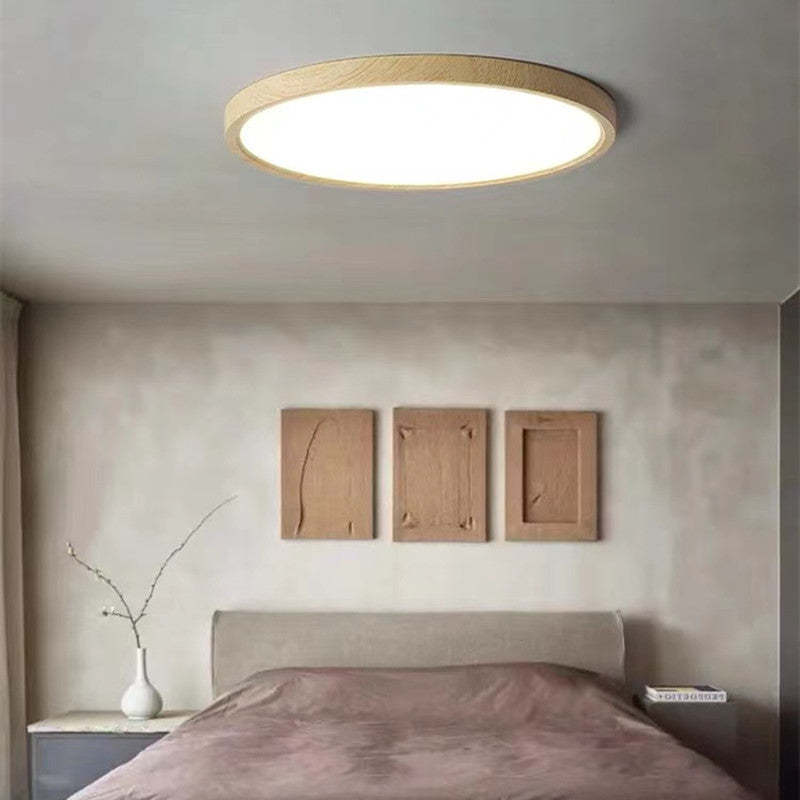 Muto Moderna Redonda LED Acrílico Lámpara de Techo Madera