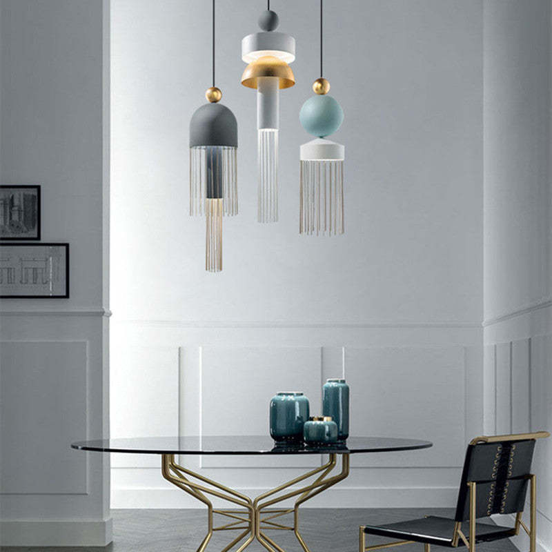 Morandi Moderna Geométrica Metal Lámpara Colgante Azul/Gris