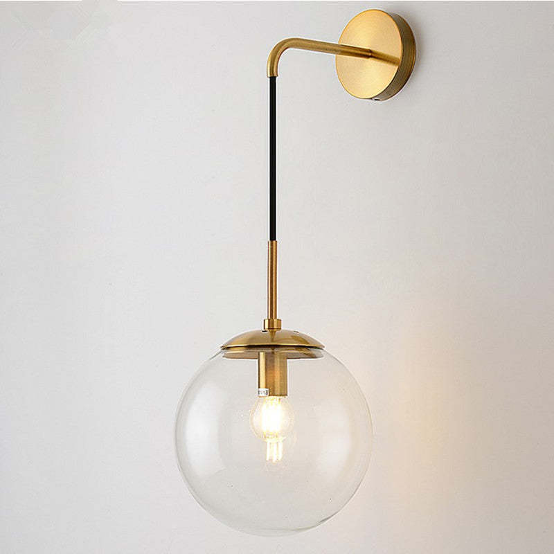 Valentina Minimalita Bola Vidrio Aplique de Pared Dorado/Negro