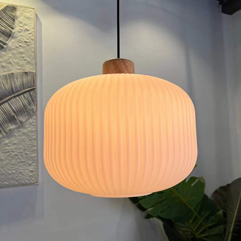 Muto Moderna Madera/Vidrio Lámpara Colgante Blanca