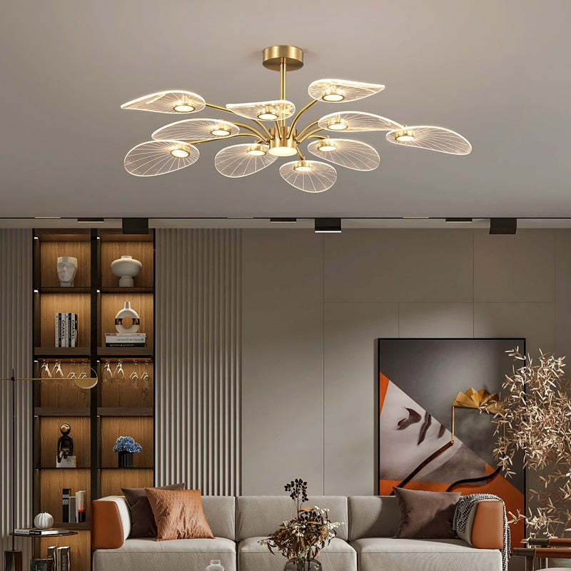 Arisha Diseño Flor Metal Lámpara de Techo Dorado