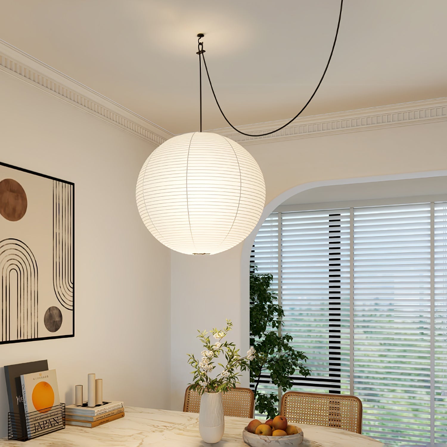 Ritta Wabi-sabi Globo Metal Papel LED Lámpara Colgante Salón Dormitorio