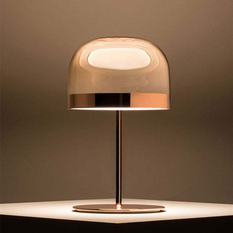 Valentina Moderna Nórdica Vidrio/Metal Lámpara de Mesa Negra/Rosa Oro