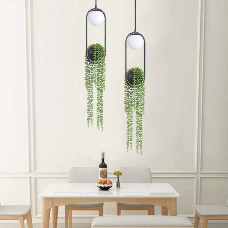 Arisha Natural Vegetación Metal/Vidrio Lámpara Colgante Negra
