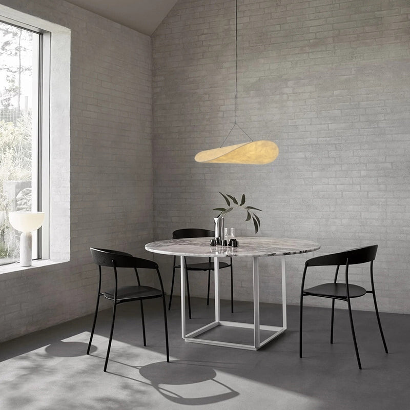 Ritta Simple Irregular Metal/Seda Lámpara Colgante Blanca