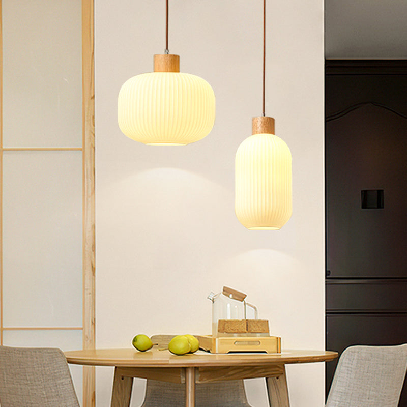 Muto Moderna Madera/Vidrio Lámpara Colgante Blanca