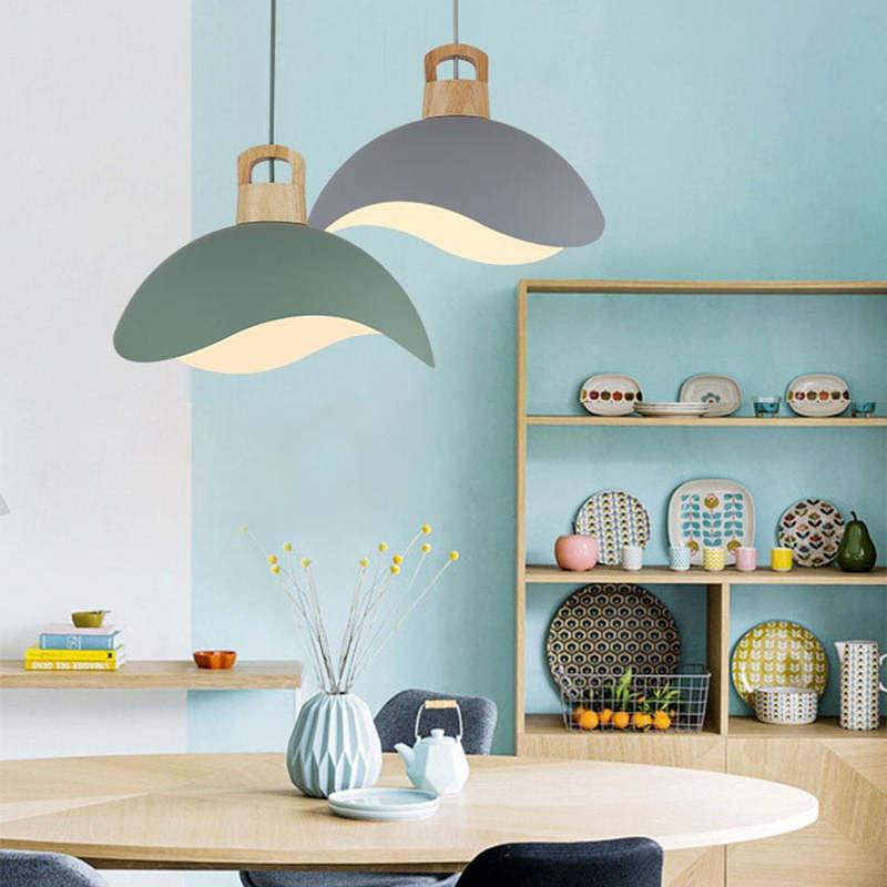 Valentina Decorativa Metal Minimalista Lámpara Colgante Madera
