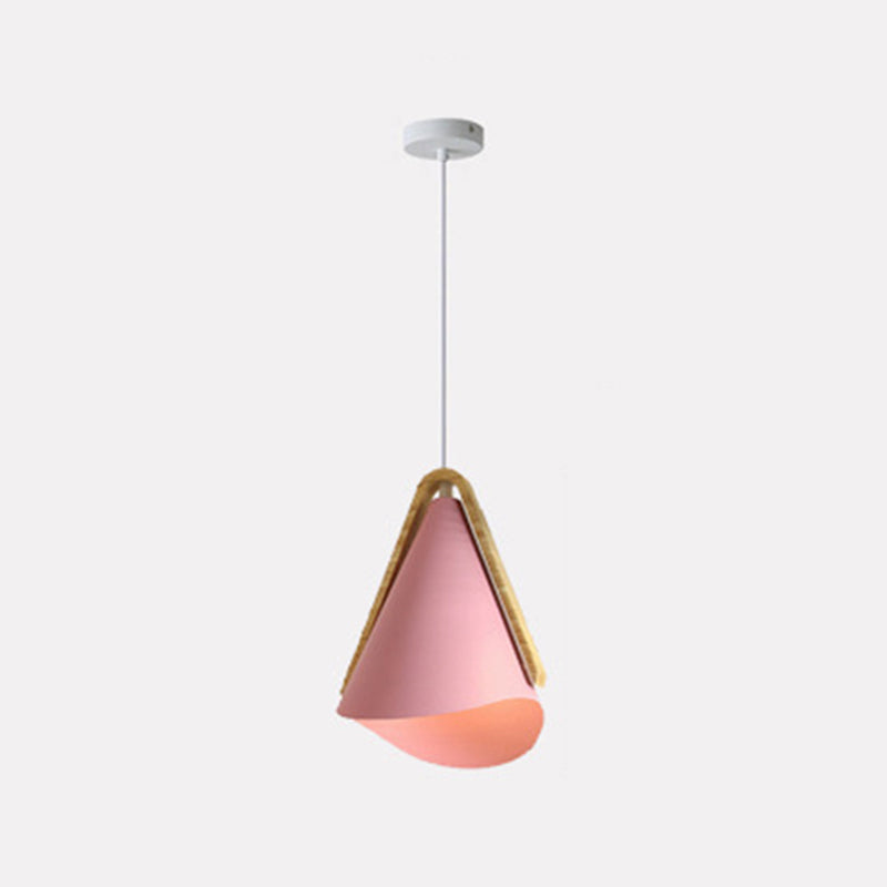 Valentina Moderna Cónico Metal/Madera Lámpara Colgante Rosa/Amarilla/Verde