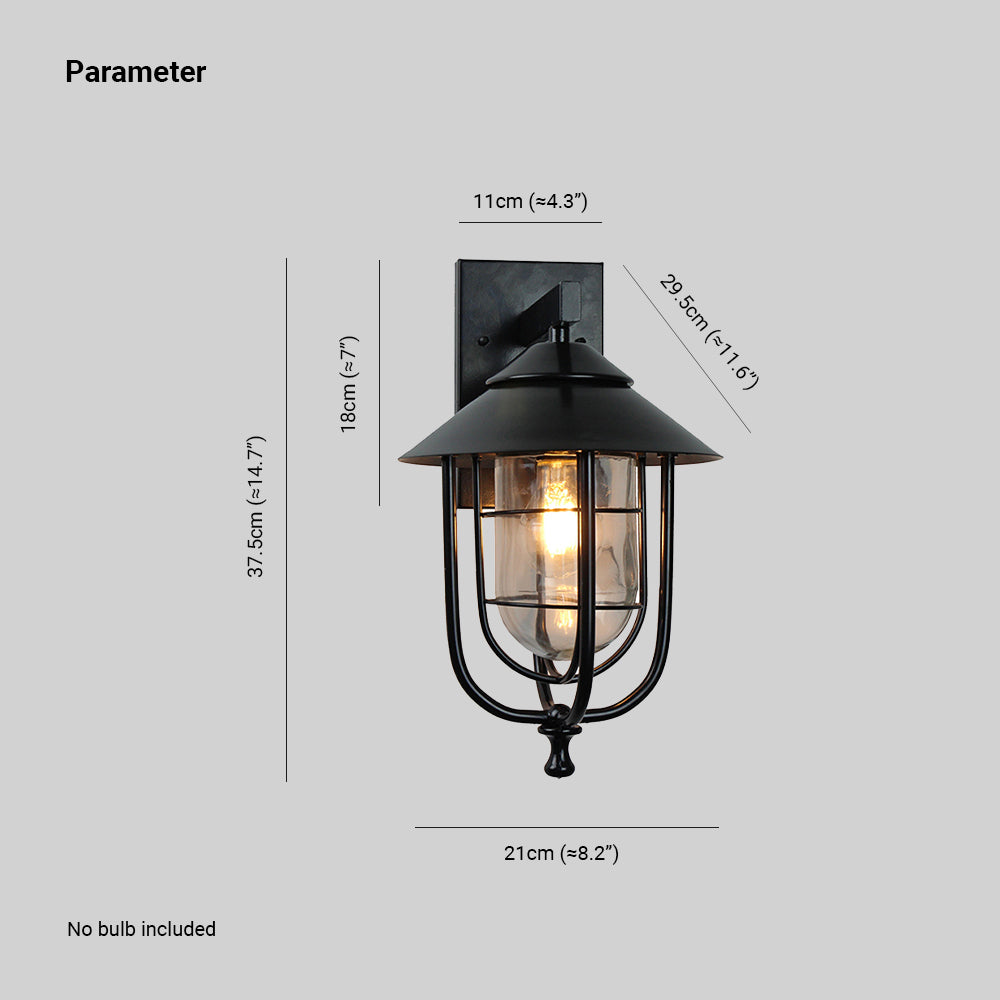 Ray Vintage Farol Metal LED Aplique de Pared Exterior Negro