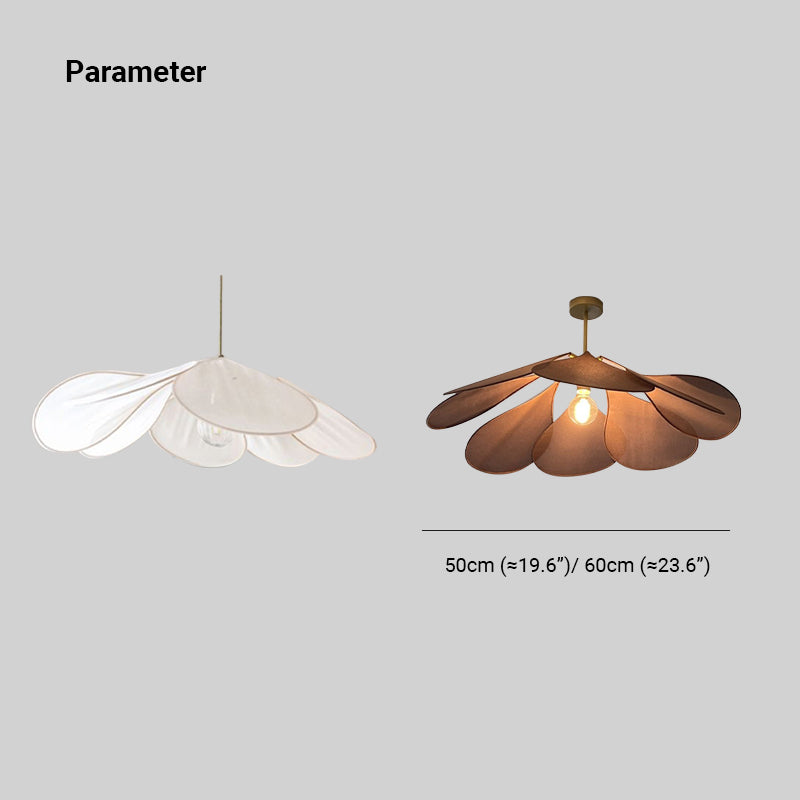 Ritta Diseño Flor Metal/Tela Lámpara Colgante Blanca/Marrón
