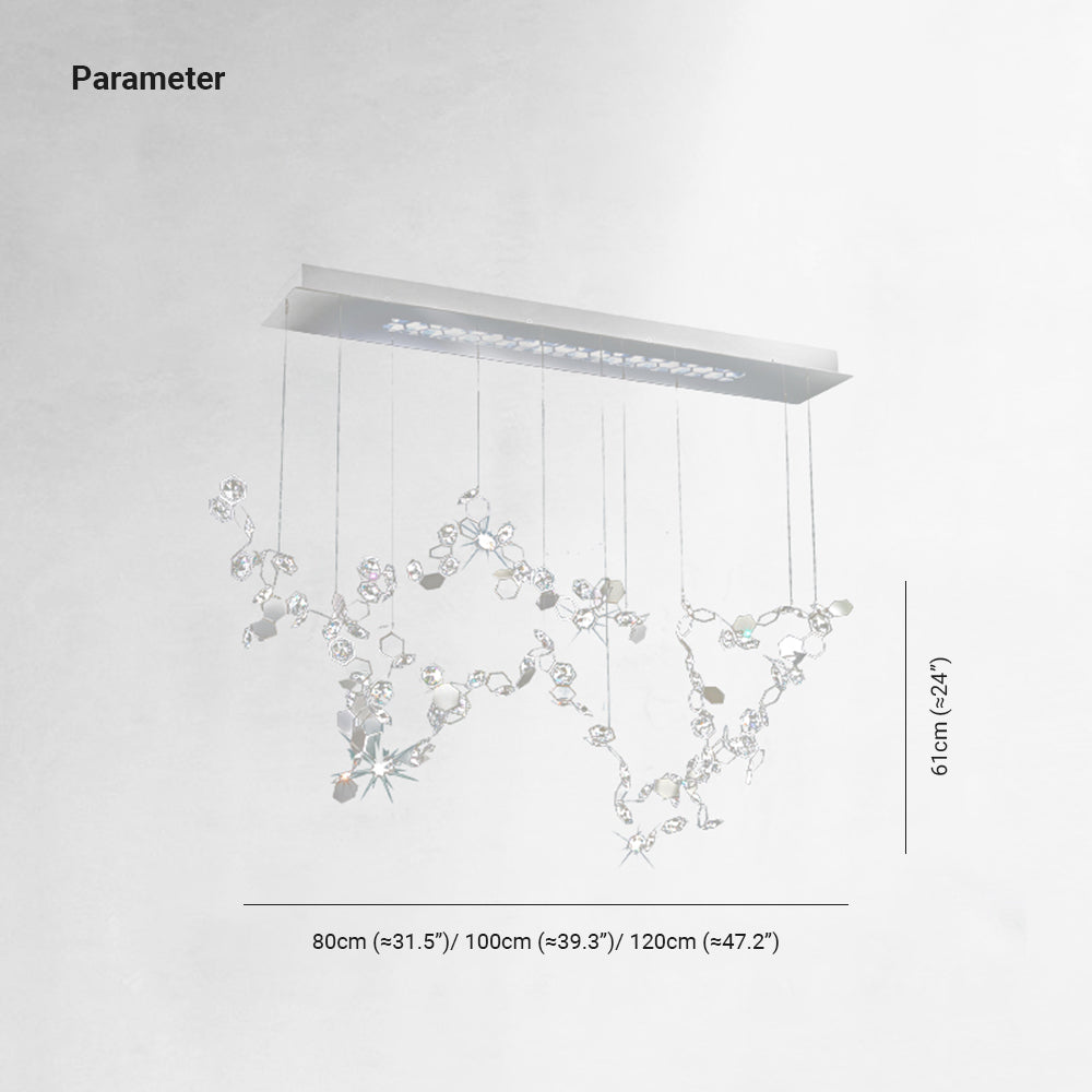 Olivia Moderna Geométrica Metal/Cristal Lámpara de Araña Plata