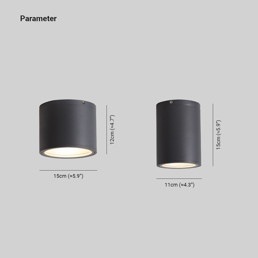 Ray Moderna Cilíndrica LED Metal Lámpara De Techo Exterior
