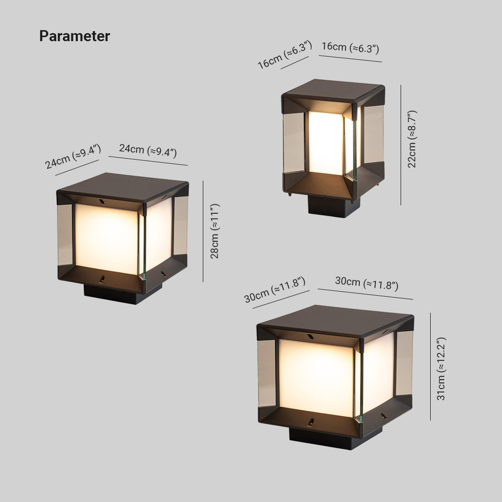 Ray Moderna Lámpara Exterior Cubo Metal Vidrio Patio