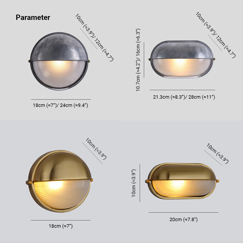 Ray Moderno Bola Estanco Aplique de Pared Exterior Plata/Oro