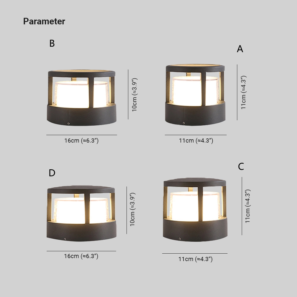 Ray Moderna Lámpara Exterior Cilíndrica Metal Acrílico Patio