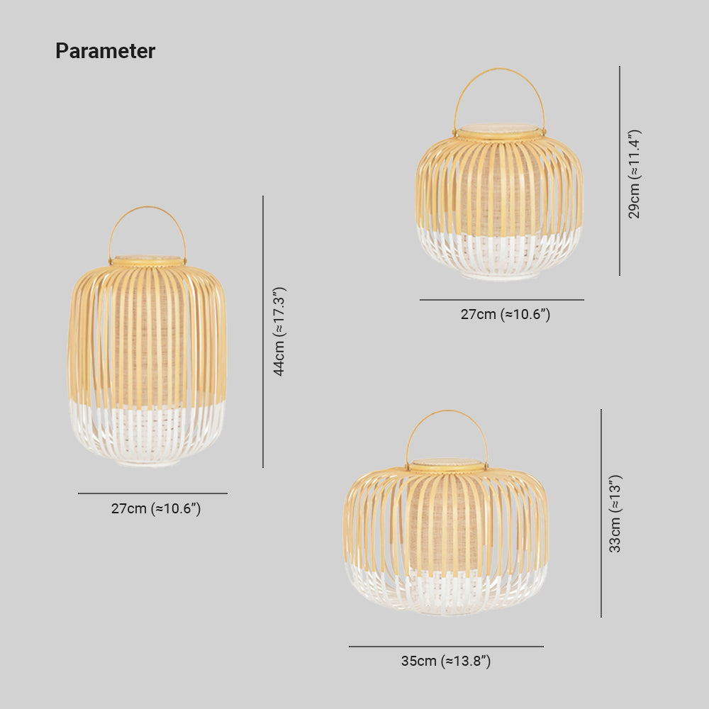 Muto Minimalista Lantern Bambú Acrílico Lámpara De Pie Exterior