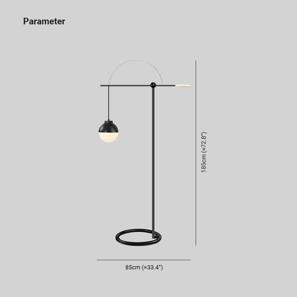 Mira Moderna Simple Metal/Vidrio Lámpara de Pie Negra