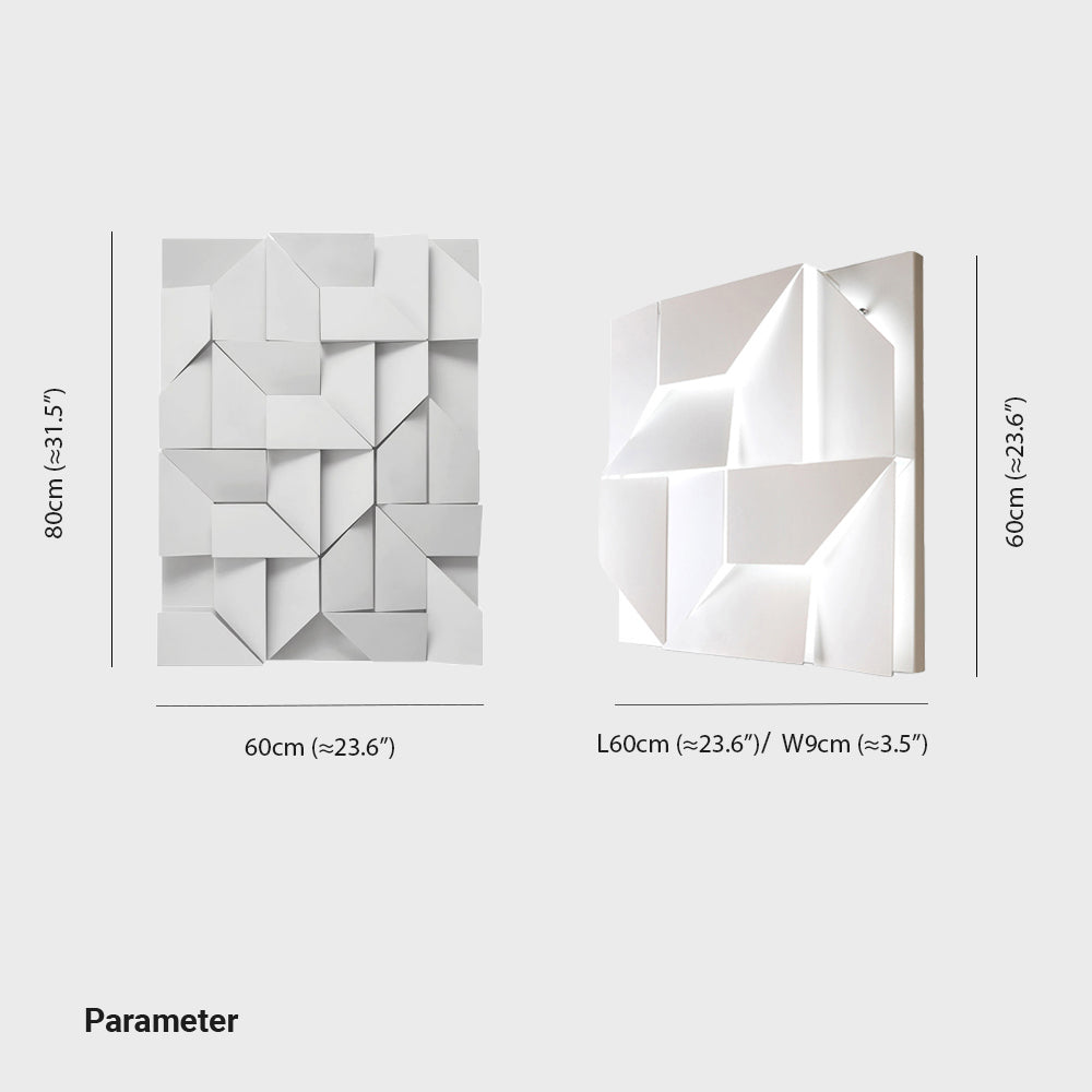 Arisha Art Decó Geometrío Metal/Papel Aplique de Pared Blanco