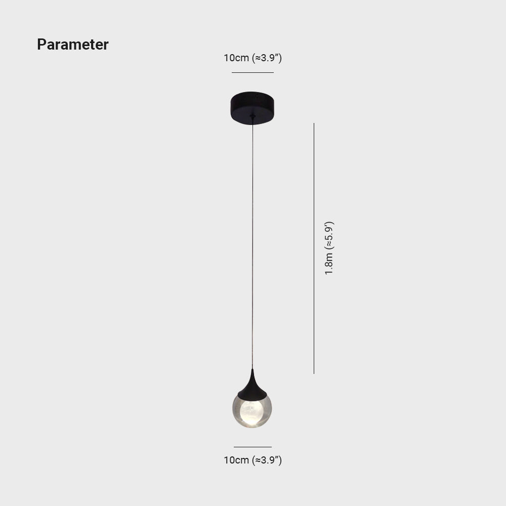 Aria Moderna Diseño Gota Metal/Cristal Lámpara Colgante Negra