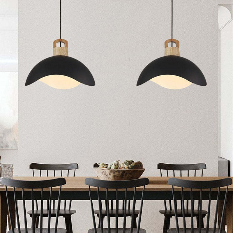 Valentina Decorativa Metal Minimalista Lámpara Colgante Madera