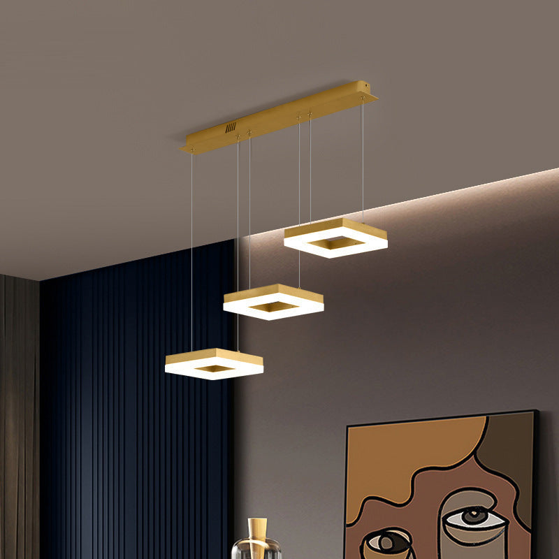 Arisha Minimalista Cuadrada Metal/Acrílico Lámpara Colgante Dorada