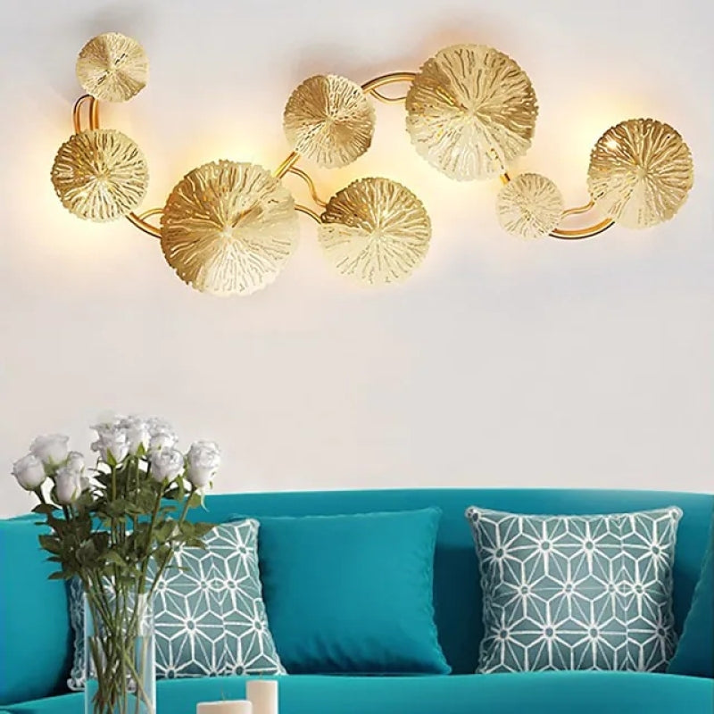 Arisha Diseño Lujo Árbol Metal Aplique de Pared Dorado