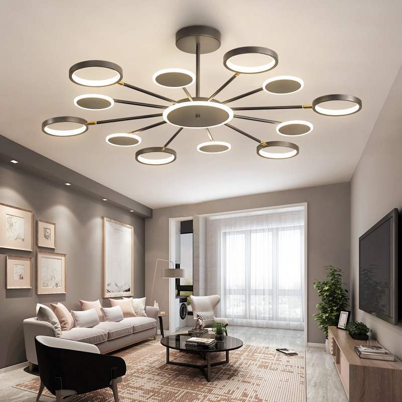 Arisha Moderna Multiple Redonda Metal/Acrílico LED Lámpara Colgante Negra