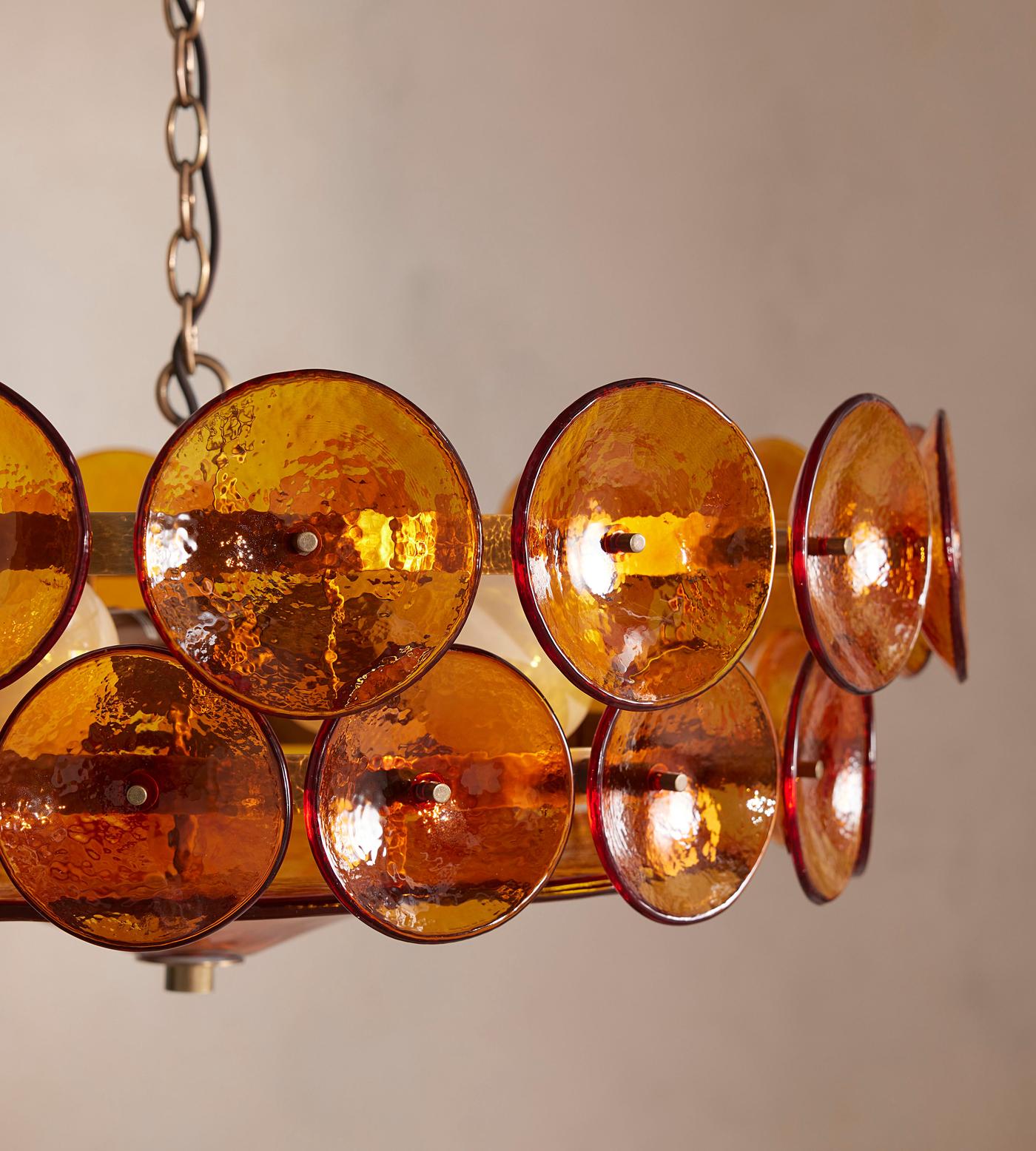 Aurora Chandelier Murano Glass Disc Vintage - Letslighting