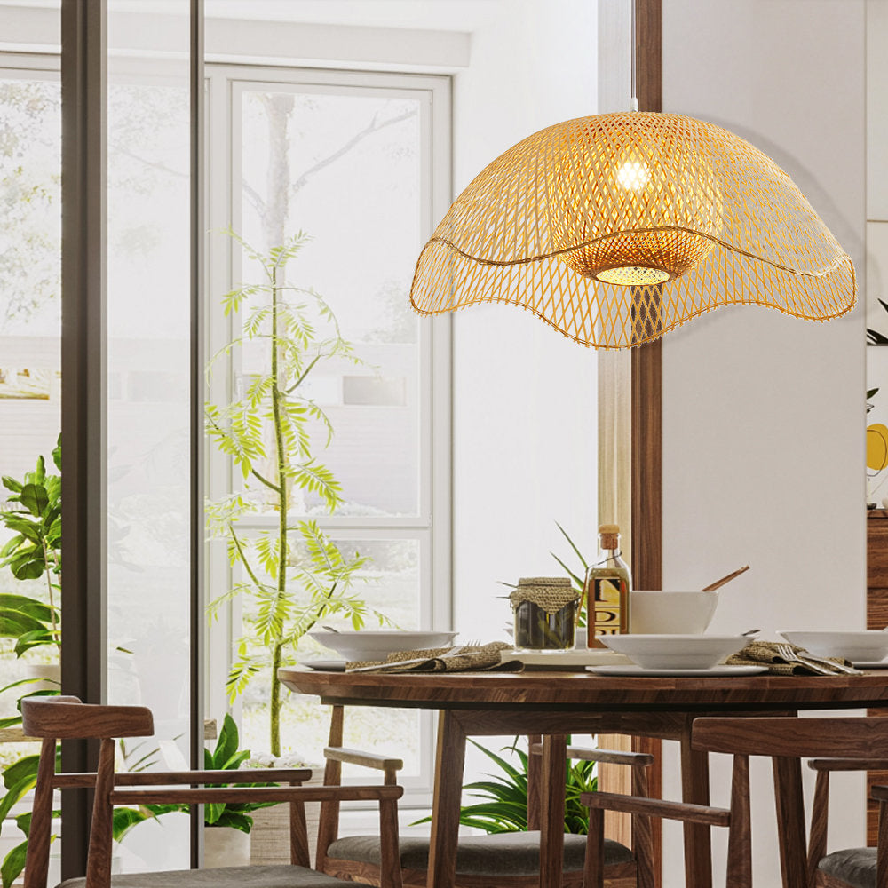Muto Tejido Mimbre Lámpara Colgante Bambú Dormitorio Comedor