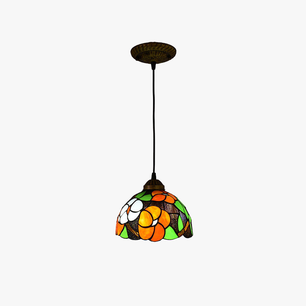 Tiffany Vintage Lámpara Colgante Manchado Metal/Vidrio Salón