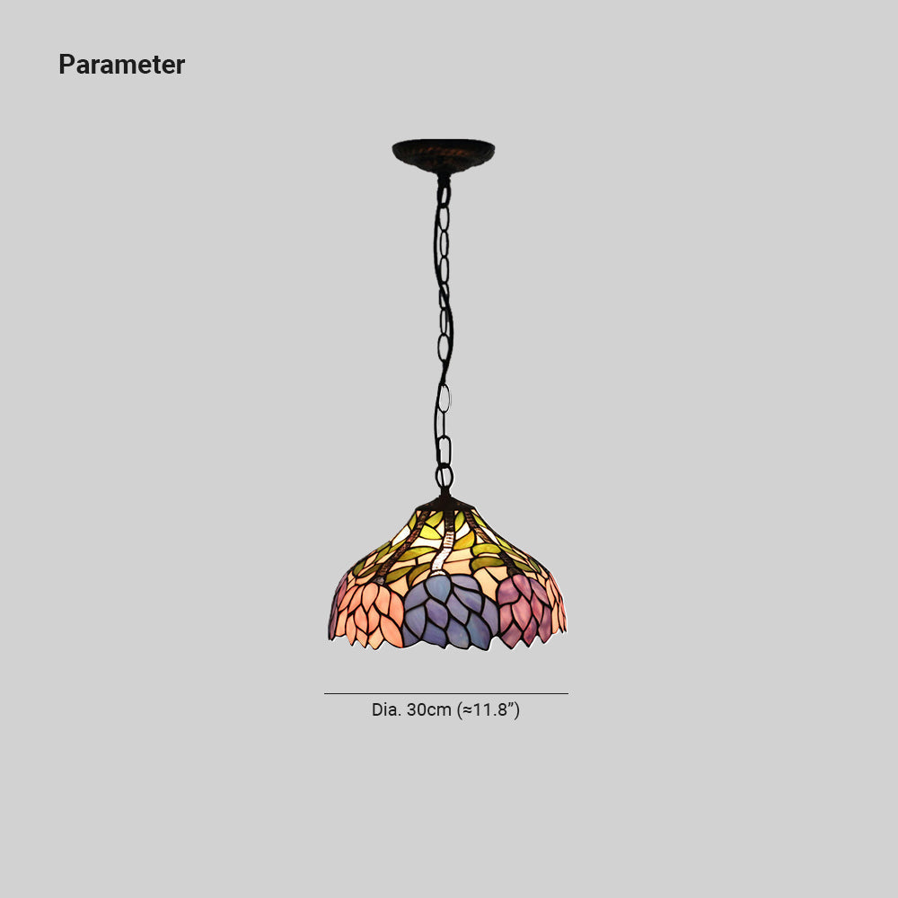 Tiffany Vintage Lámpara Colgante Flor Manchado Metal/Vidrio Salón