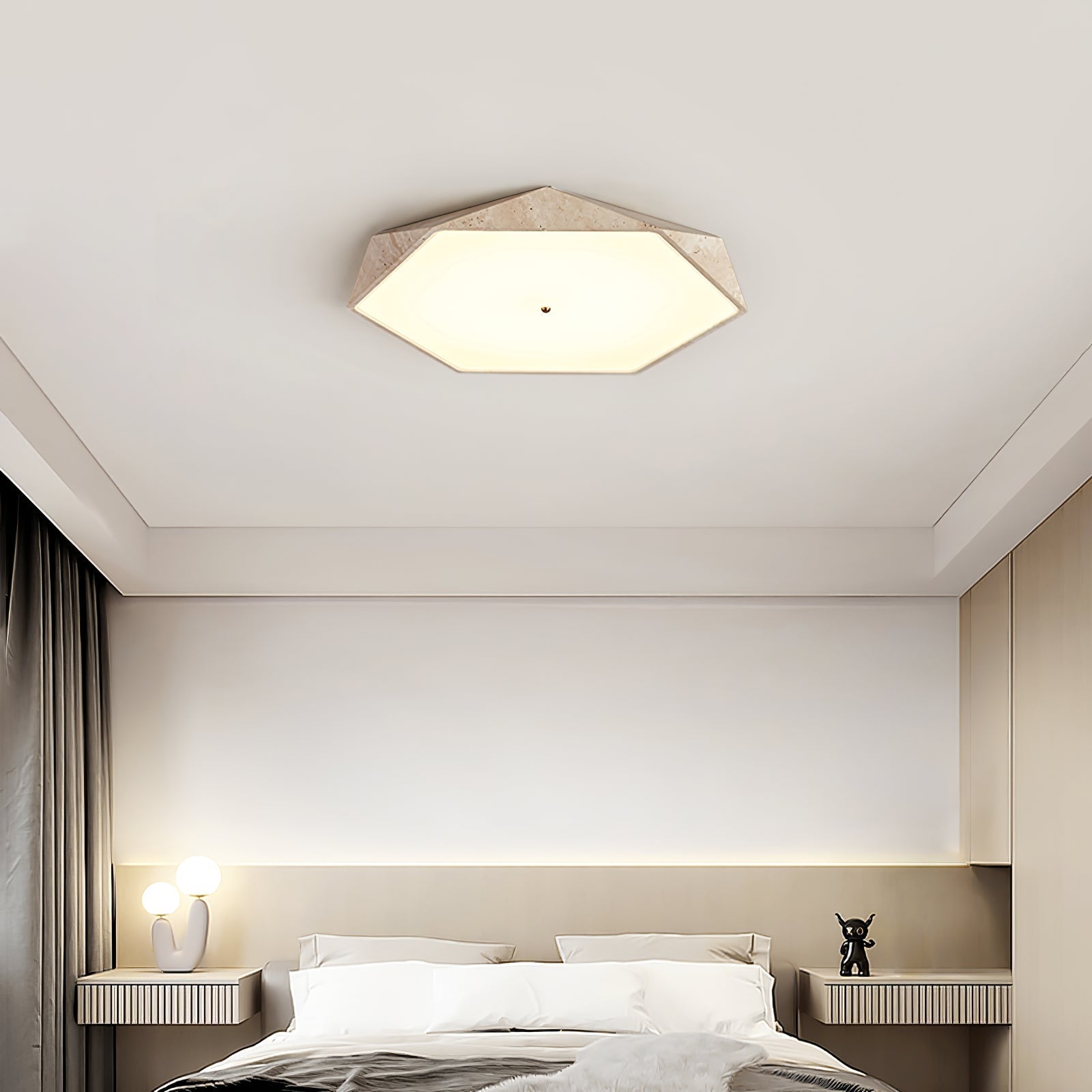 Hexagonal Travertine Ceiling Light - Letslighting
