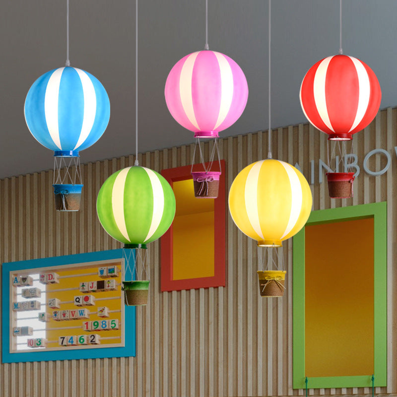 Nordic Moderna Infantil Globo Aerostático Acrílico Lámpara Colgante Azul/Rosa/Verde