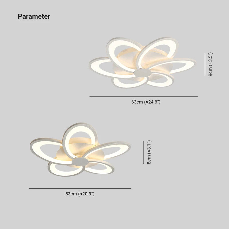Hana Decorativa Flor Metal Lámpara de Techo Blanca