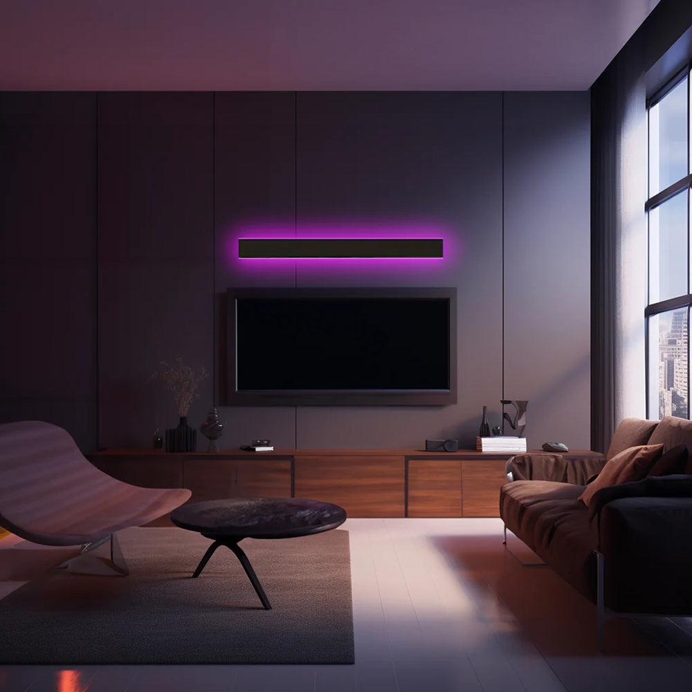 Edge Minimalista Lineal Metal Acrílico Aplique de Pared Exterior Negro