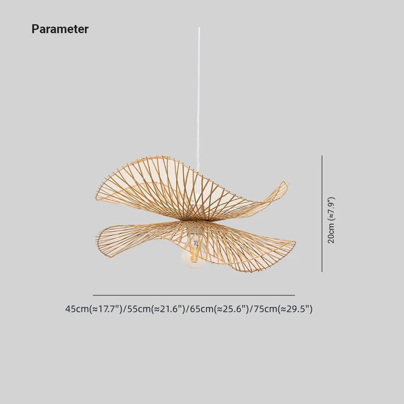 Muto Zen Art Déco Irregularmente Metal/Ratán LED Lámpara Colgante Madera