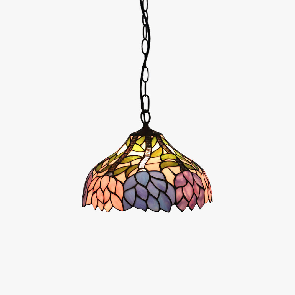 Tiffany Vintage Lámpara Colgante Flor Manchado Metal/Vidrio Salón