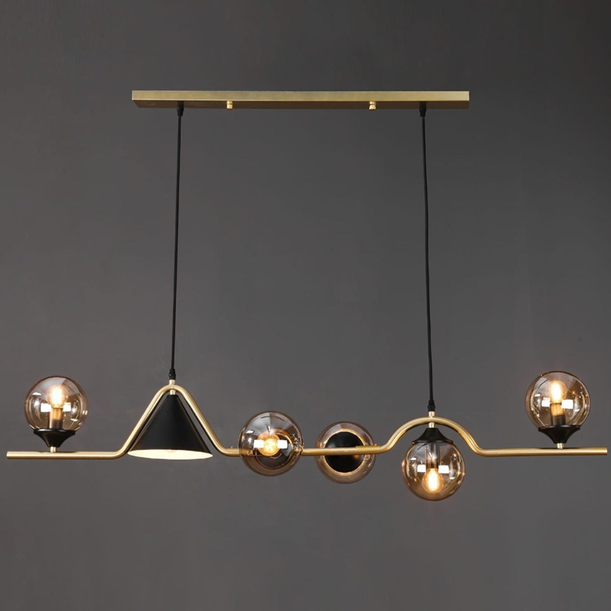 Arisha Moderno LED Lámpara Colgante Negro/Oro Vidrio Salón/Dormitorio