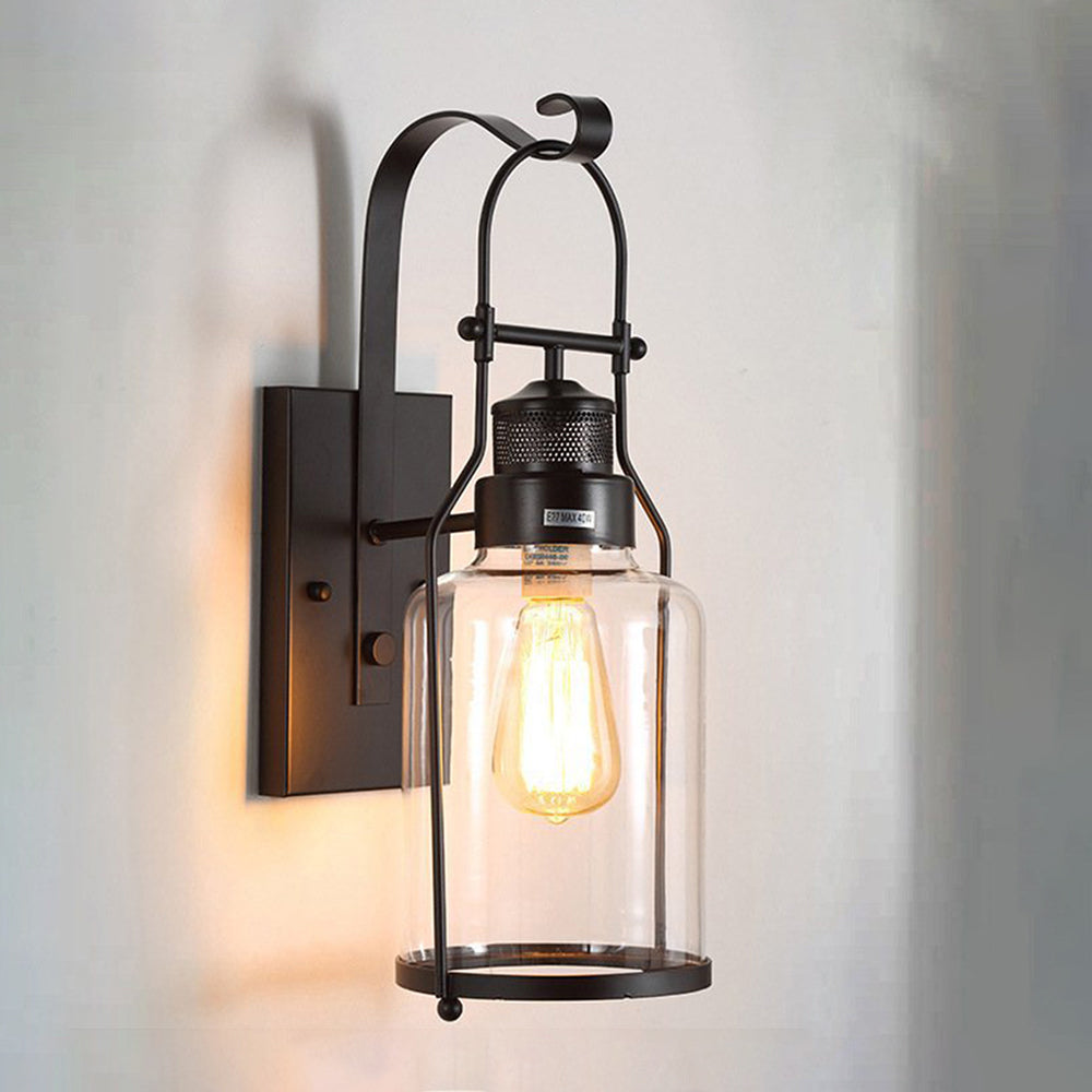 Silva Vintange Rustico Matel/Cristal LED Aplique de Pared Interior Negro/Rusty