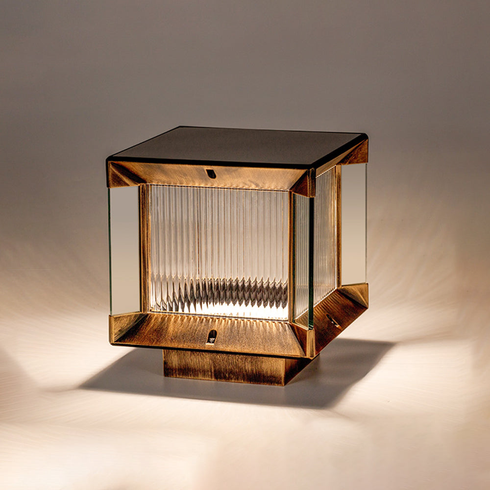 Ray Moderna Lámpara Exterior Cubo Metal Vidrio Patio