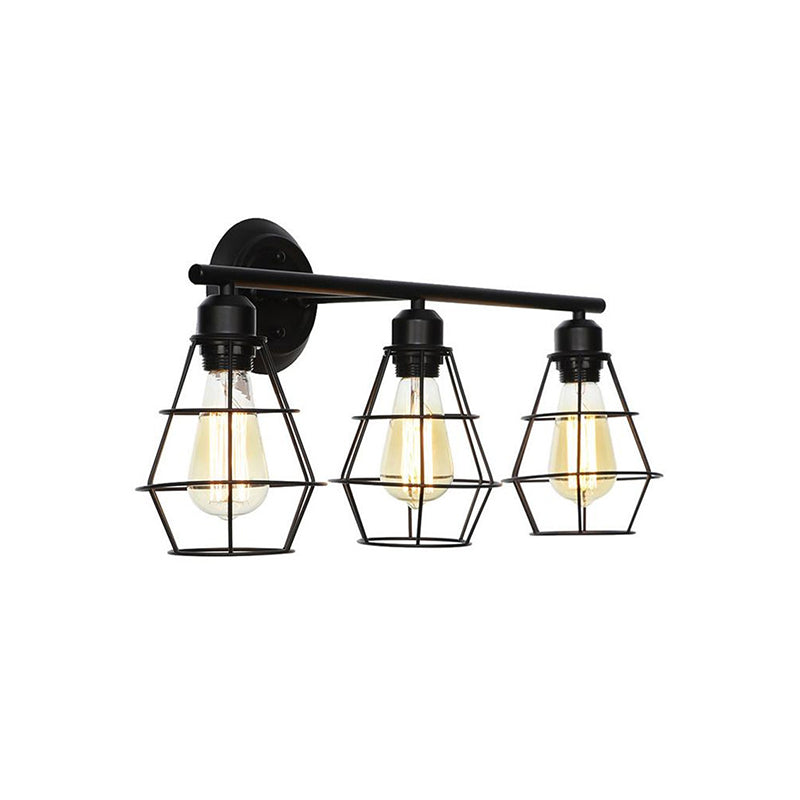 Silva Vintage Rústico Geométrico Metal Aplique de Pared Negro