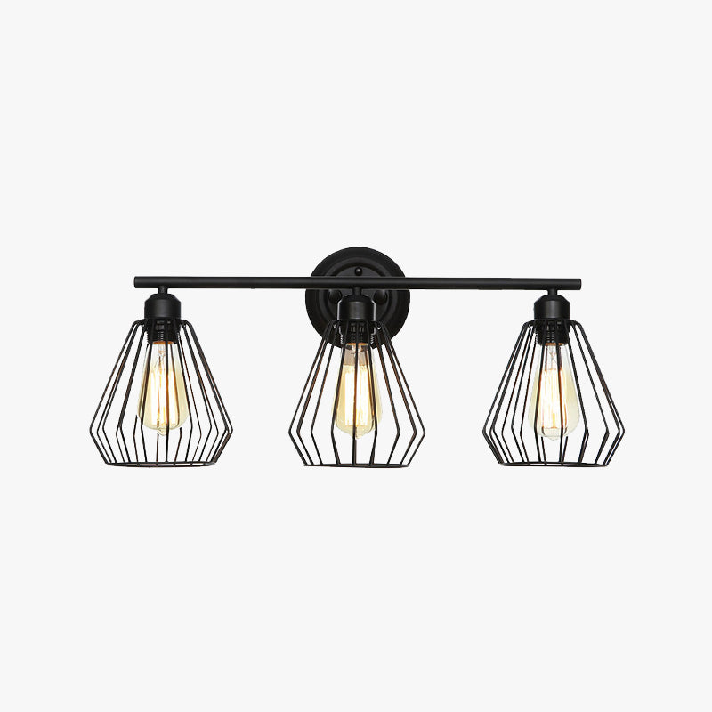 Silva Vintage Rústico Geométrico Metal Aplique de Pared Negro